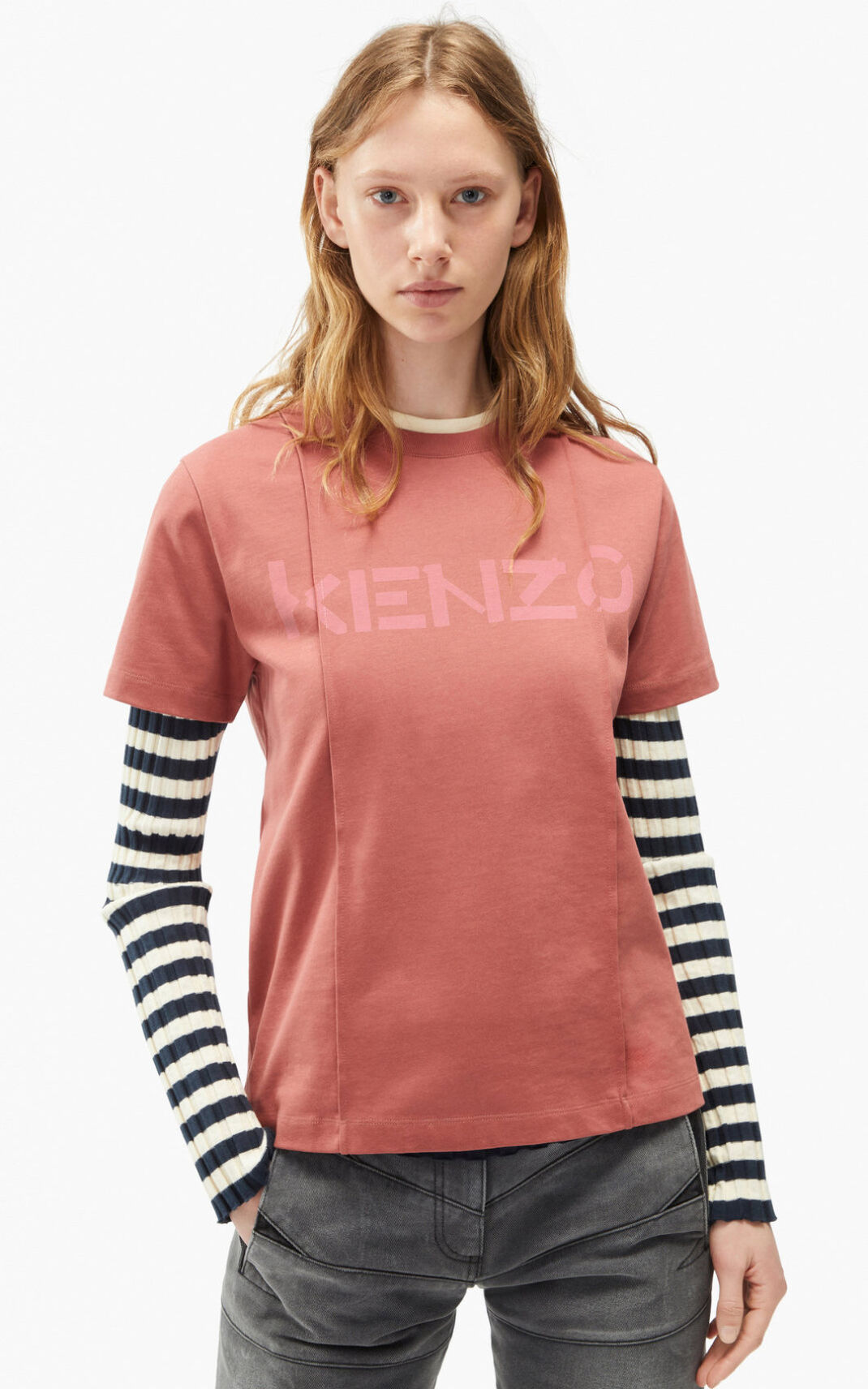 Kenzo Logo loose fitting μπλουζακια γυναικεια βαθυ ροζ | GR418781